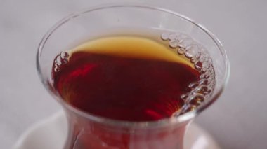 Traditional turkish tea on white table 