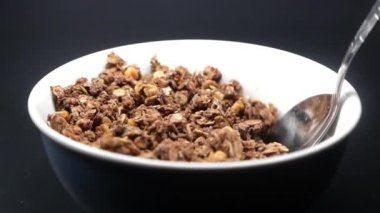 detail shot of granola Musli in a bowl