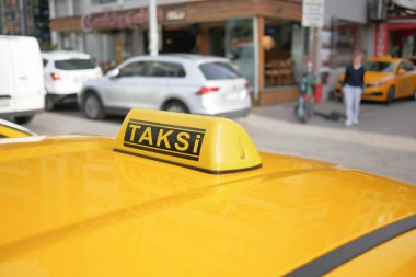Taxi car in the street. High quality photo clipart