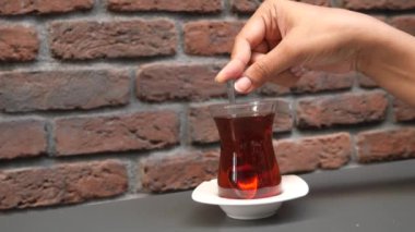 Traditional turkish tea on white table 