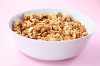 detail shot of granola Musli in a bowl