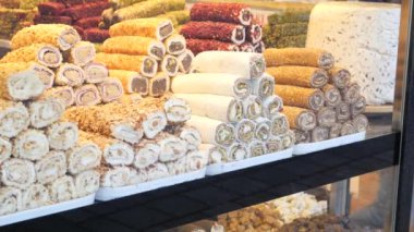 Türk usulü tatlı Türk lokumu pazarda satılıyor. Yüksek kalite fotoğraf