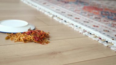 Spagetti ve sos yere döküldü...