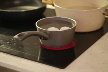 electric stove is heated to red. 