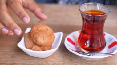 Traditional turkish tea on white table 