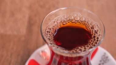 Traditional turkish tea on white table 
