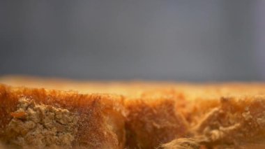 Taze Pişmiş Altın Kahverengi Ekmek Parçaları Yığını Ayrıntılı Ayrıntıda.
