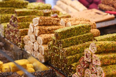 Türk usulü tatlı Türk lokumu pazarda satılıyor. Yüksek kalite fotoğraf