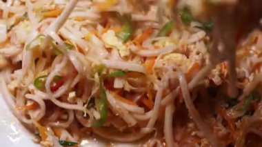 tavuk ve sebze kızarmış noodle.