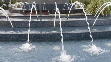 Şehir parkında büyüleyici bir çeşme gösterisinin keyfini çıkarın..