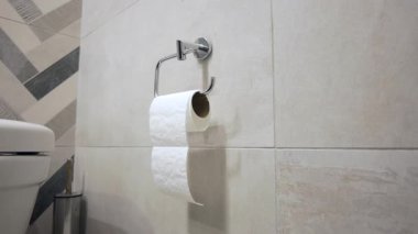 Banyo duvarına şık bir tuvalet kağıdı tutacağı ekliyorum..