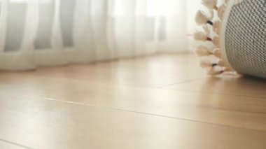 Ahşap bir zeminde halıya yakın. .