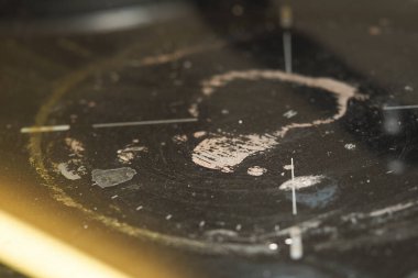 Kirli elektrikli ocağa yakın çekim .