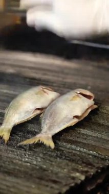 İki taze balık sıcakta temizliğe ve pişirmeye hazır..