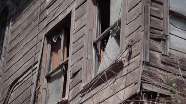 Kırık camlı yıpranmış bir yapının ilgi çekici özelliklerini keşfedin.