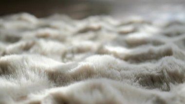 Yumuşak beyaz kürk dokusunun yakın çekimi,