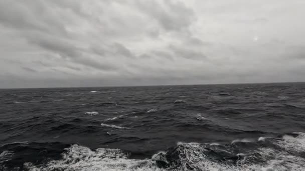 汹涌大海船在汹涌大海中航行时的景色 — 图库视频影像