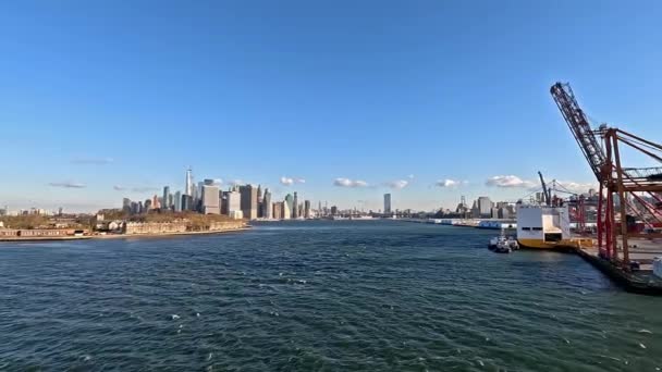 Vedere Din Brooklyn Peste Insula Guvernatorilor Spre New Jersey New — Videoclip de stoc