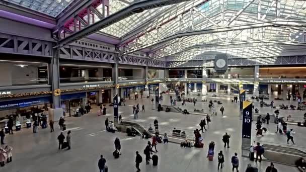 Вид Через Зал Потягів Мойніхан Станції Пенн Нью Йорку — стокове відео
