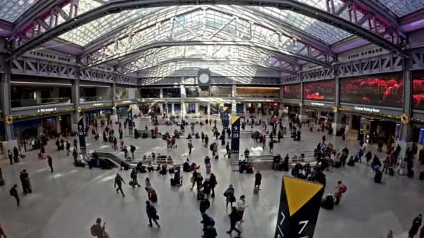 Time Elapse Запис Пасажирів Moynihan Train Hall Станції Penn Station — стокове відео
