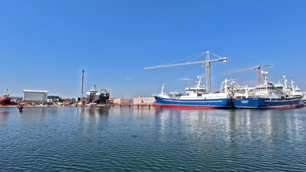Blick Über Den Hafen Der Hafenstadt Skagen Norddänemark Die Stadt — Stockvideo