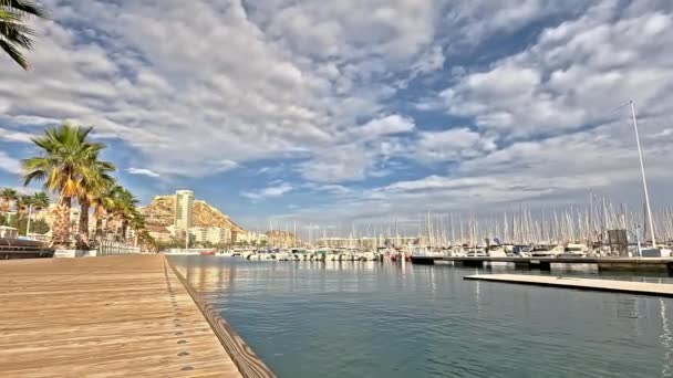 Het Uitzicht Marina Alicante Jachthaven Heeft Een Capaciteit Van Meer — Stockvideo