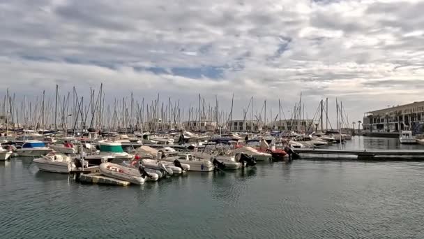 Marina Alicante Nin Manzarası Limanın Kapasitesi 740 Üzerinde Spanya Nın — Stok video