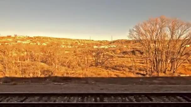 Widok Pociągu Odjeżdżającego Gallup Gallup Małe Miasto Hrabstwie Mckinley Nowym — Wideo stockowe