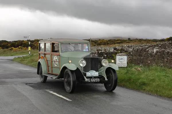 Rolls Royce Rocznik 1929 Opuszcza Caldbeck Kumbria Latającym Rajdzie Szkockim Zdjęcie Stockowe