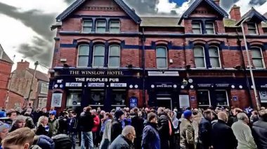 Goodison Yolu 'ndaki Winslow Otel' in manzarası. Goodison Park, Winslow Oteli 'nin karşısında ve Everton Futbol Kulübü' nün evidir..