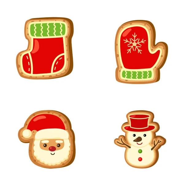 Ginger Cookie Christmas Set Vector Illustration — Stock Vector