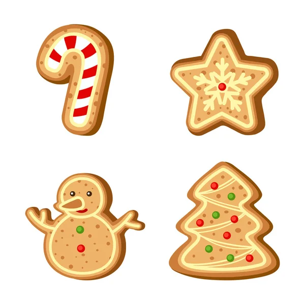 Zázvor Cookie Vánoční Set Vektorové Ilustrace — Stockový vektor