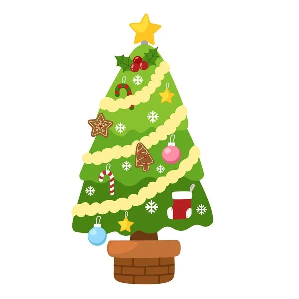 Árvore Natal Fundo Branco — Vetor de Stock