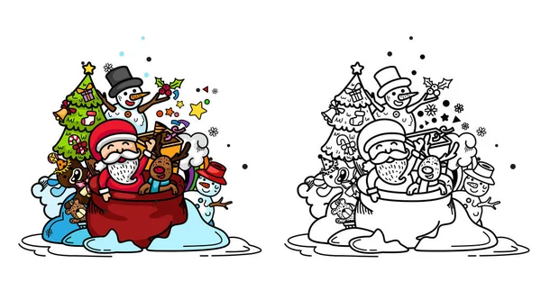 Santa Claus Dessiné Main Heureuse Année Joyeux Noël Vecteur Illustration — Image vectorielle
