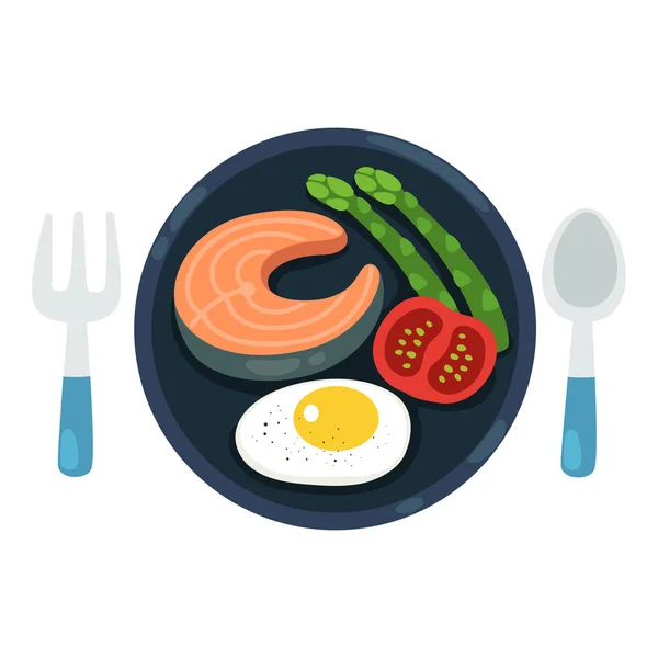 Healthy Food Salmon Steak Vector Illustration — Stock Vector