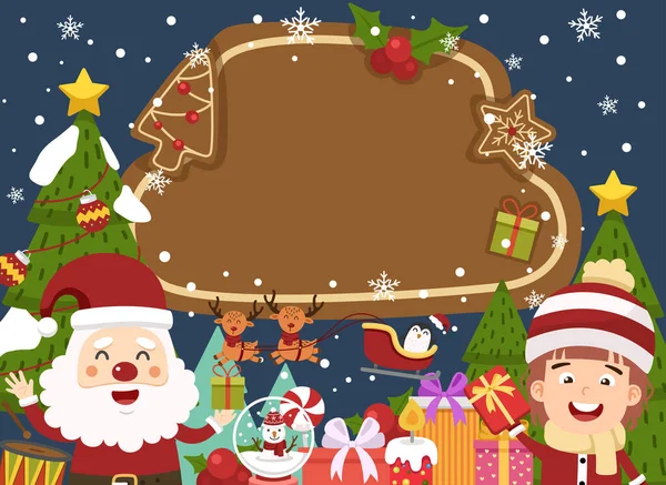 Weihnachtsmann Frohes Neues Jahr Und Frohe Weihnachten Illustrationsvektor — Stockvektor