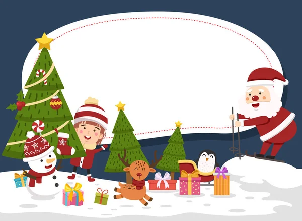 Santa Claus Gelukkig Nieuwjaar Vrolijk Kerstmis Illustratie Vector — Stockvector