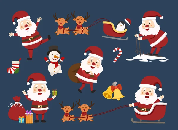 Papai Noel Feliz Ano Novo Feliz Natal Ilustração Vetor —  Vetores de Stock
