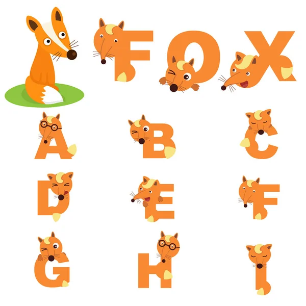 图解分离的动物字母狐狸概念向量 — 图库矢量图片