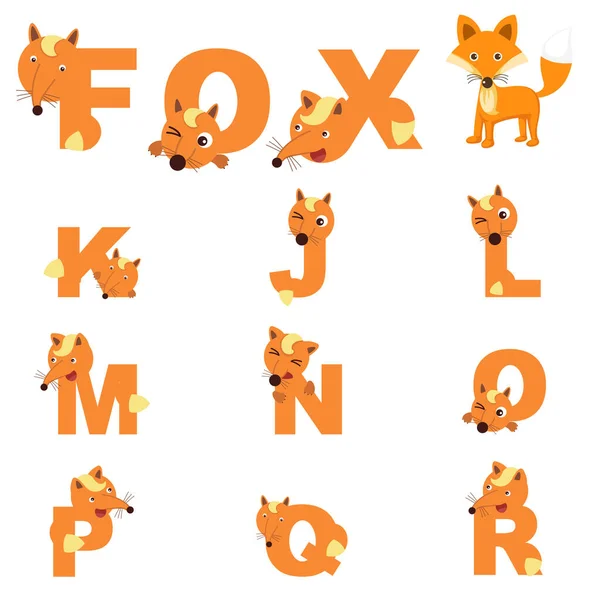 图解分离的动物字母狐狸概念向量 — 图库矢量图片