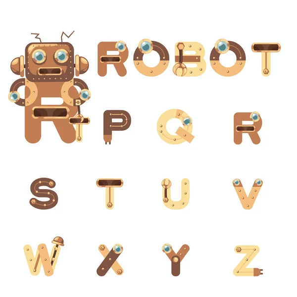 Ilustrace Izolovaná Abeceda Písmeno Robot Koncept Vektor — Stockový vektor