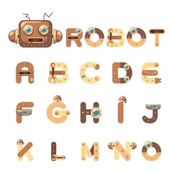 イラスト孤立アルファベット文字ロボットのコンセプトベクトル — ストックベクタ