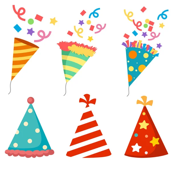 Popper Party Party Hat Isolated Vector Illustration — Stock Vector
