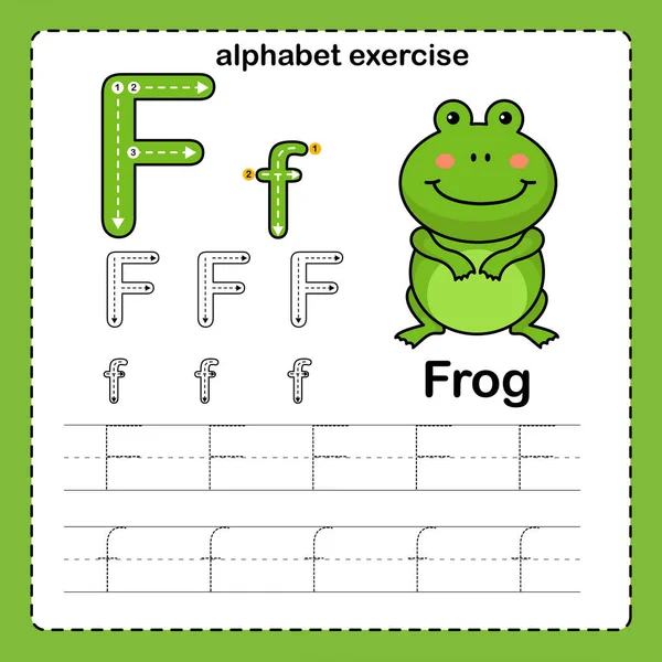 字母F 青蛙练习 附有卡通词汇说明 — 图库矢量图片