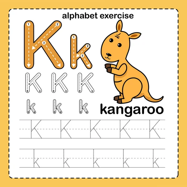 Alfabeto Letra Exercício Canguru Com Ilustração Vocabulário Cartoon Vetor —  Vetores de Stock