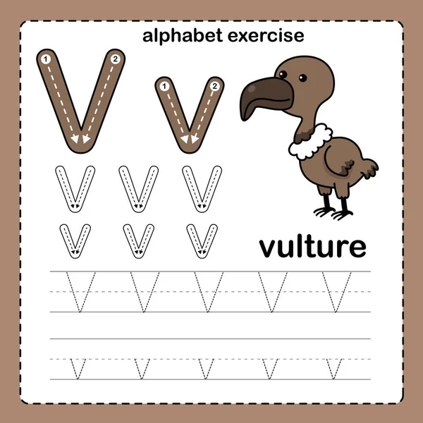 Letra Del Alfabeto Ejercicio Buitre Con Ilustración Vocabulario Dibujos Animados — Archivo Imágenes Vectoriales