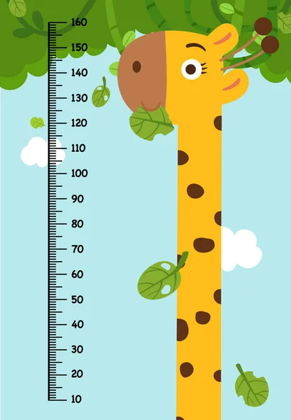 Měřicí Stěna Vektorovou Ilustrací Žirafy — Stockový vektor