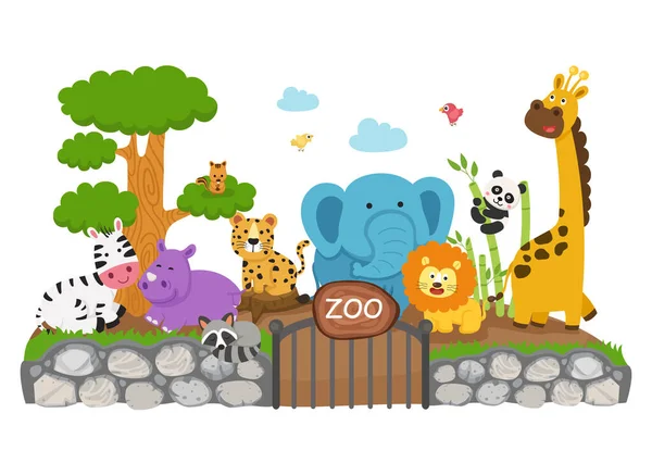 离体动物动物园矢量插图 — 图库矢量图片