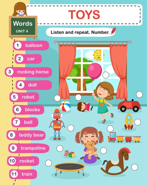 Education Vocabulary Toys Vector Illustration — Vector de stock