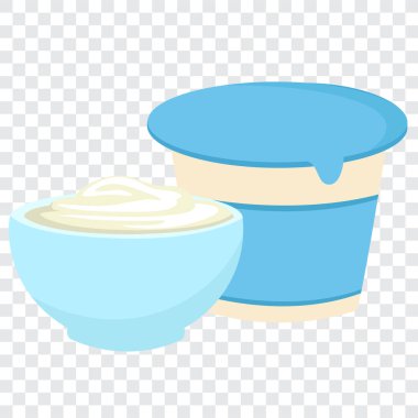 Bir kase vektör illüstrasyonunda yoğurt